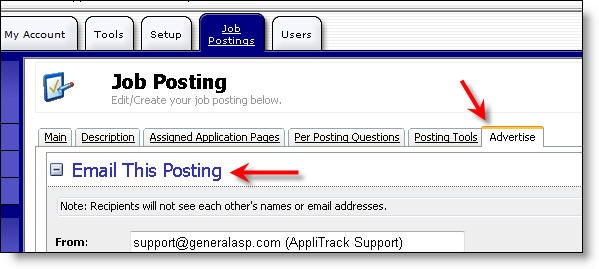 Email Posting Section